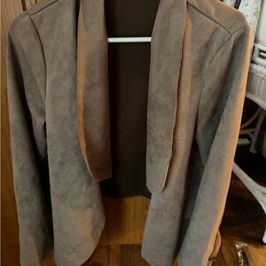 Belle Du Jour Soft Suede Open Front Blazer